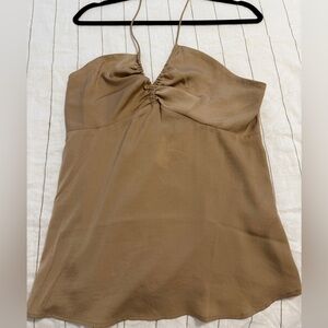 NWT M Banana Republic Tan Ruched Halter Backless Camisole